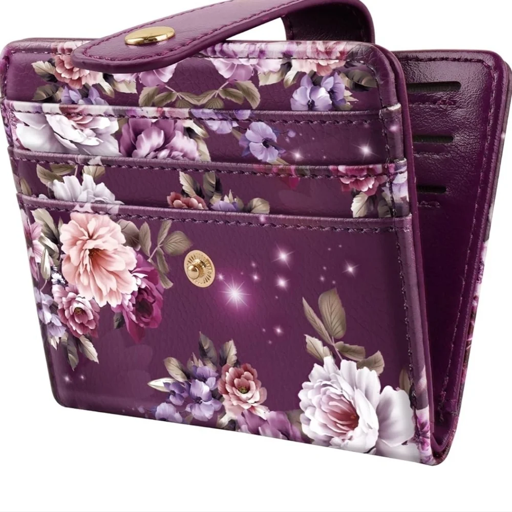 Floral Purple Card Holder Wallet
